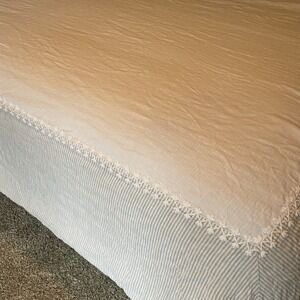 Serena & Lily Shabby Chic Duvet Cover King Size 100% Linen White Gray Stripe